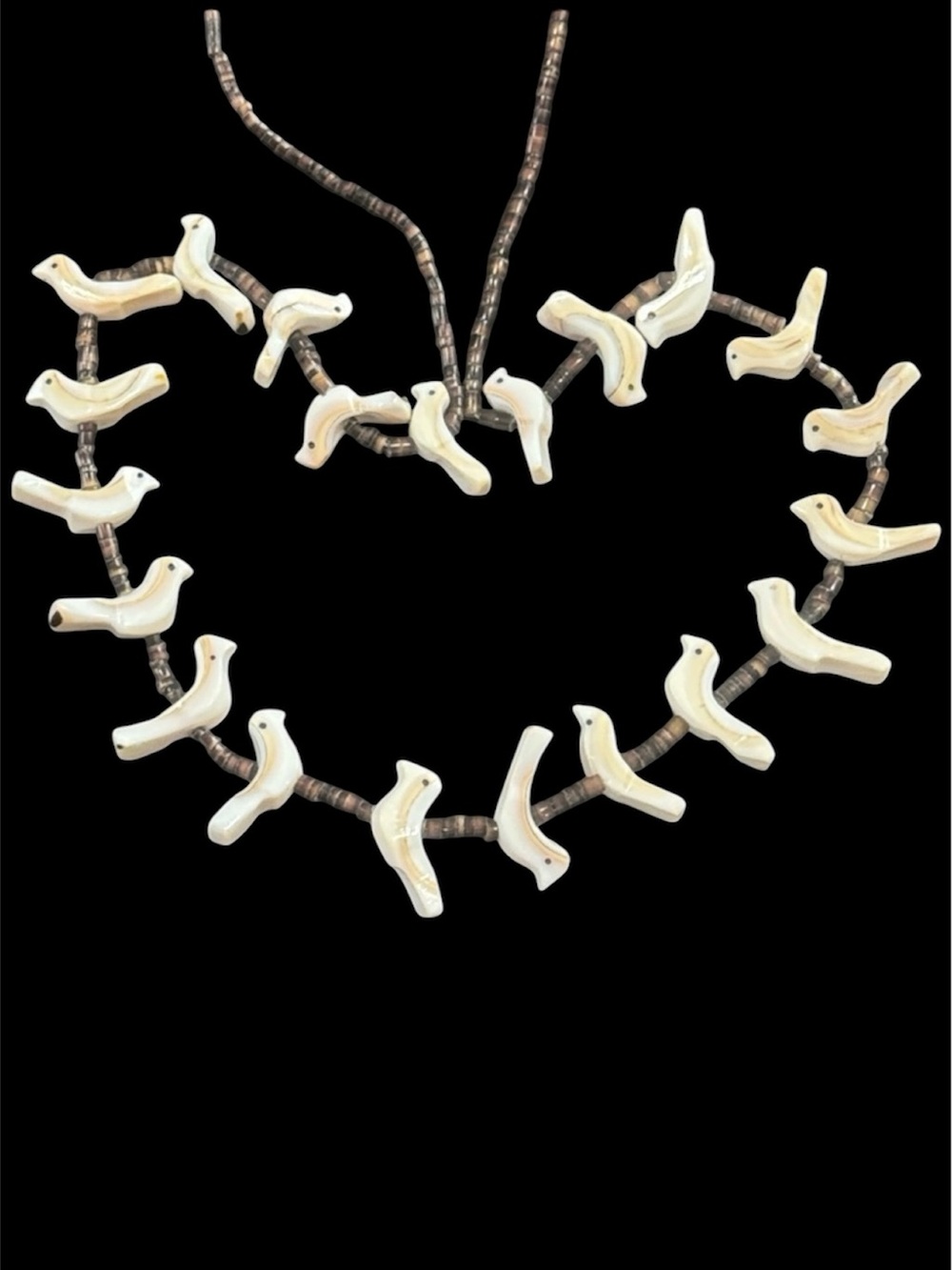 Vintage Zuni Oyster Shell Fetish Bird Necklace